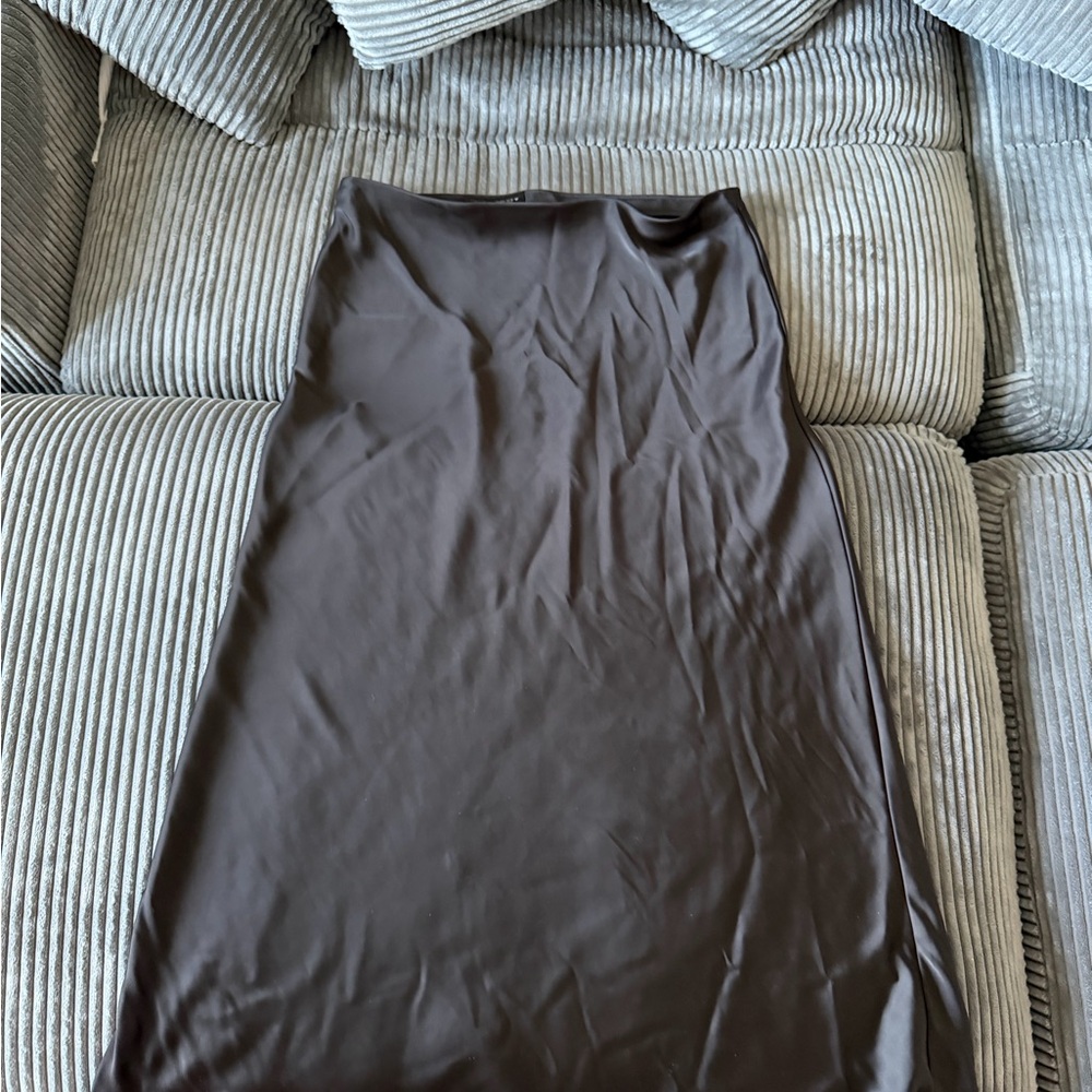 Zara Black Satin maxi Skirt